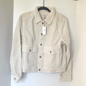 Anthropologie Corduroy Cropped Trucker Jacket L White